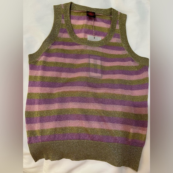 Happy Sheep NWT tank top Green- pink mauve - lavender sparkle top - Picture 2 of 8